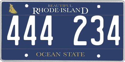 RI license plate 444234