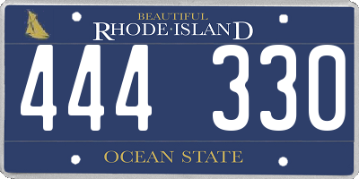 RI license plate 444330