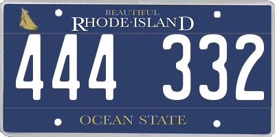 RI license plate 444332