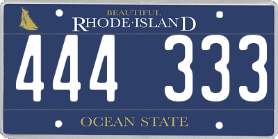 RI license plate 444333