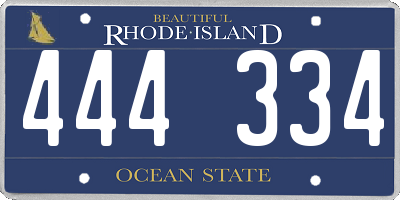 RI license plate 444334