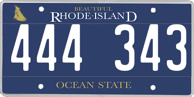 RI license plate 444343