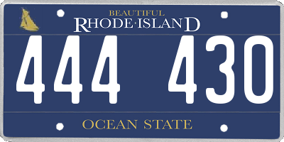 RI license plate 444430