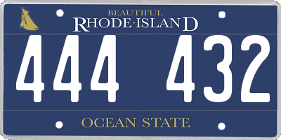 RI license plate 444432