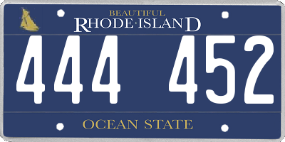RI license plate 444452