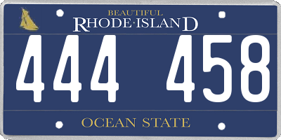 RI license plate 444458