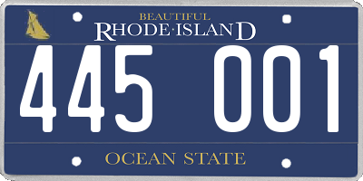 RI license plate 445001