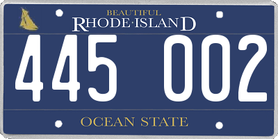RI license plate 445002