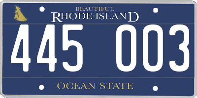 RI license plate 445003