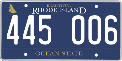 RI license plate 445006