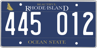RI license plate 445012