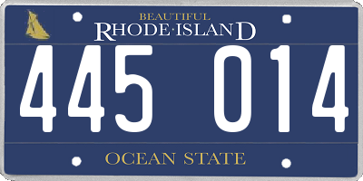RI license plate 445014