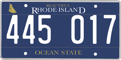 RI license plate 445017
