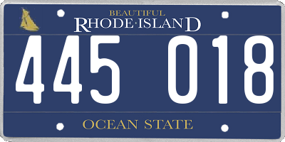 RI license plate 445018