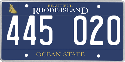 RI license plate 445020