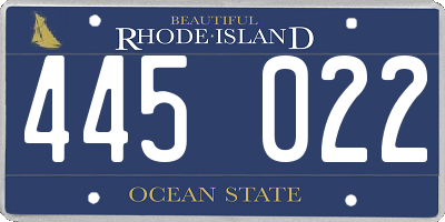 RI license plate 445022