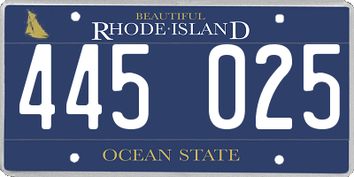 RI license plate 445025