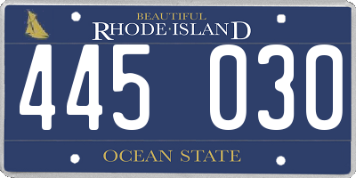 RI license plate 445030