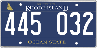 RI license plate 445032