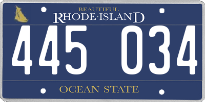 RI license plate 445034