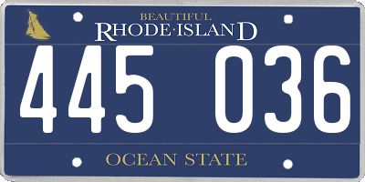 RI license plate 445036