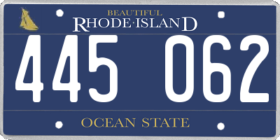 RI license plate 445062