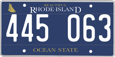 RI license plate 445063