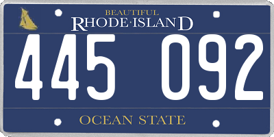 RI license plate 445092