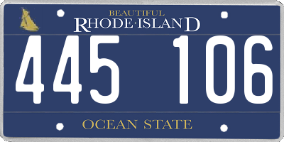 RI license plate 445106