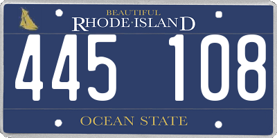 RI license plate 445108