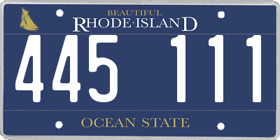 RI license plate 445111
