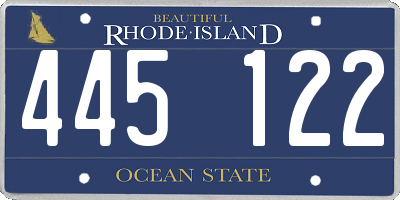 RI license plate 445122