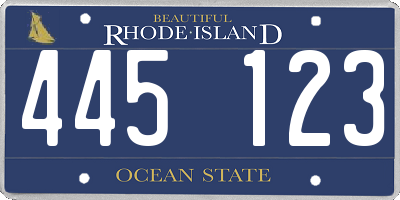 RI license plate 445123