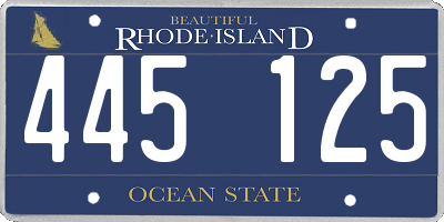 RI license plate 445125