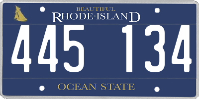 RI license plate 445134