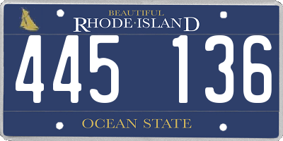 RI license plate 445136