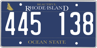RI license plate 445138