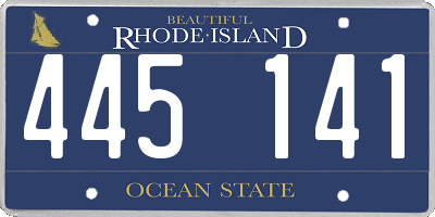 RI license plate 445141