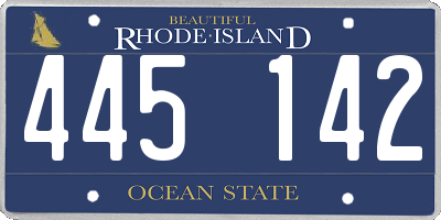 RI license plate 445142
