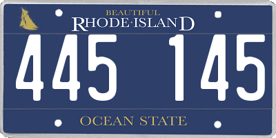 RI license plate 445145