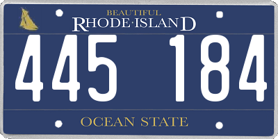 RI license plate 445184