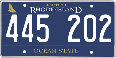 RI license plate 445202
