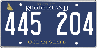 RI license plate 445204