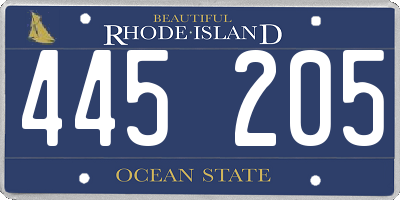 RI license plate 445205