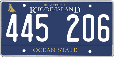RI license plate 445206