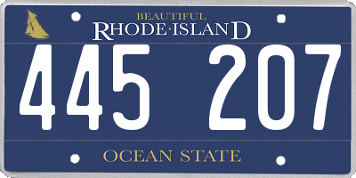 RI license plate 445207