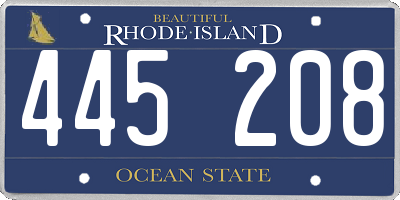RI license plate 445208