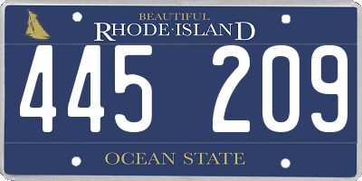 RI license plate 445209