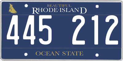 RI license plate 445212