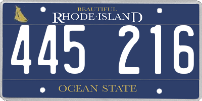 RI license plate 445216